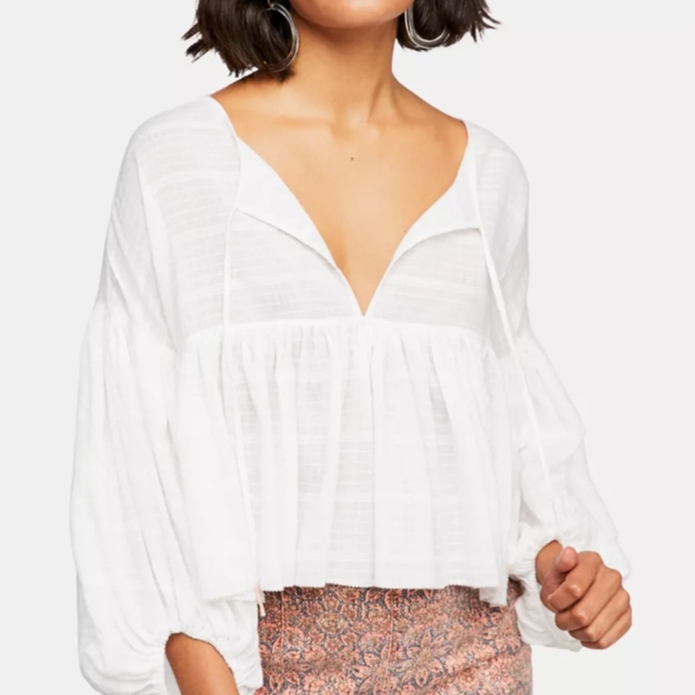 Free People White Peasant Blouse